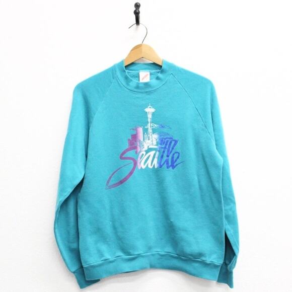 Vintage Seattle Washington Skyline Sweatshirt Large - Picture 1 of 9